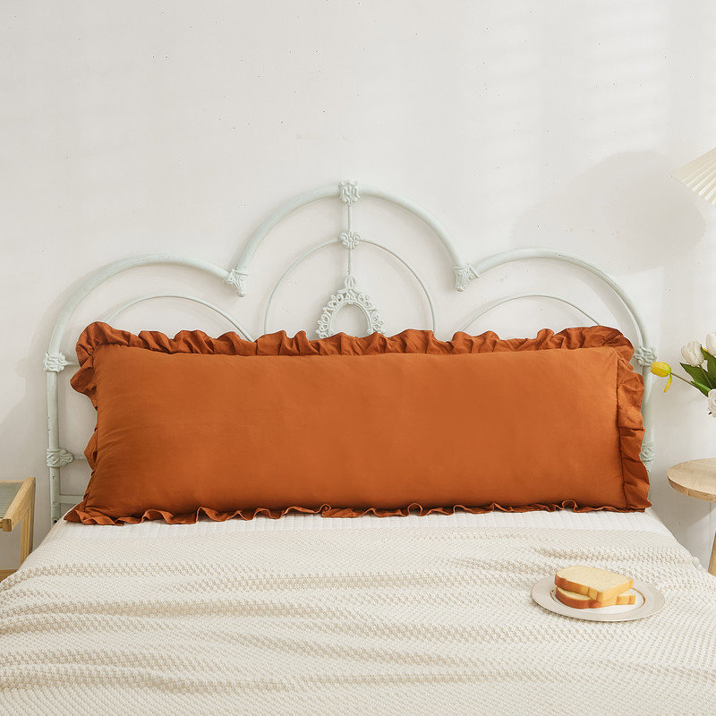 King Pillowcases Caramel Solid with Ruffles 2 Pack, Caramel, King Pillowcase