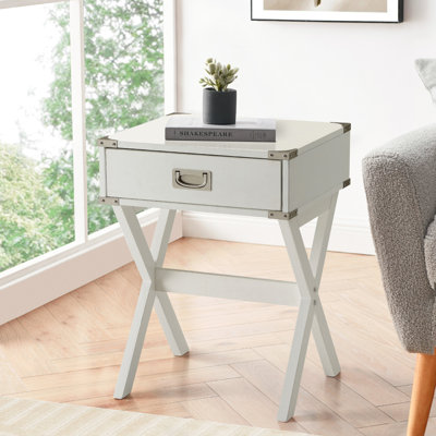 Table d'appoint blanche 1 tiroir