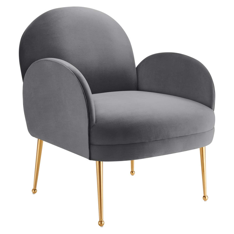 Modway Transcend Performance Velvet Armchair, Gray Velvet
