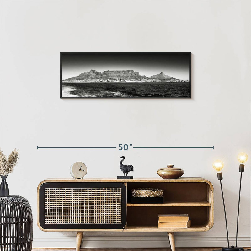 Table Table - Cape Town - noir et blanc, Cadre flottant noir, 37 po x 13 po