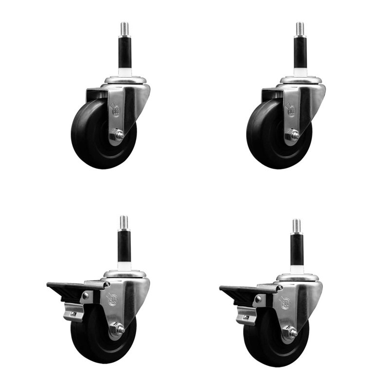 Ensemble de roulettes extensibles en caoutchouc souple 2 roues SCC PLB 3,5 po x 7/8 po
