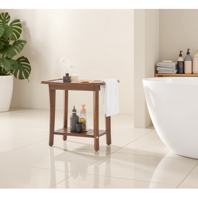 19"W Solid Wood Shower Bench