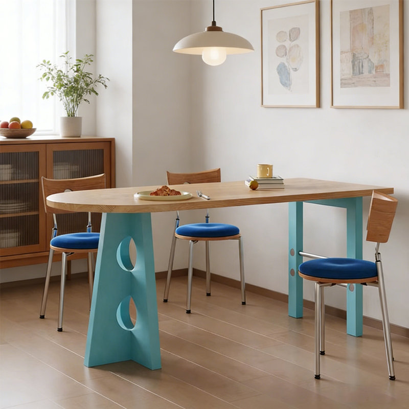 Modern Creative Design Irregular Dining Table Sets, 29.52" H x 55.11" W x 27.55" D