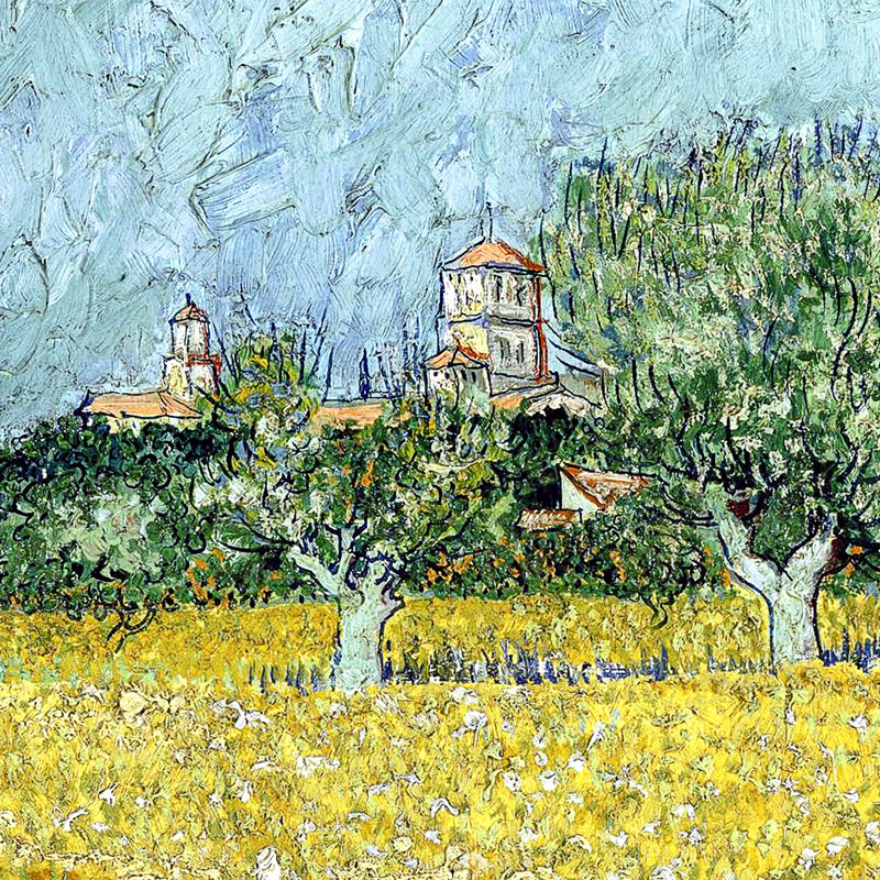 Champ avec fleurs près d'Arles, 1888, reproduction d'art sur toile, H 41,25 po x l 47,25 po