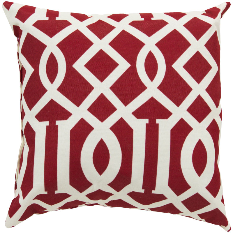 Coussin charmant à motif géométrique rouge, H 13 po x l 13 po, Cerisier