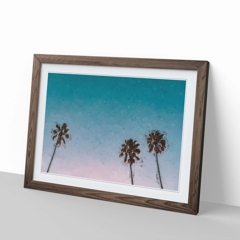 Palm Trees in Sydney Australia in Abstract - Picture Frame Graphic Art Print, Walnut Framed, 48cm H x 65cm W x 2cm D