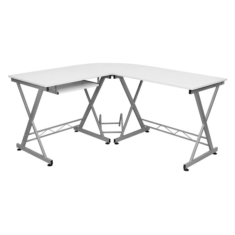 Corner Desk, L-Shaped Computer Desk, For Study And Games, Space Saving, Easy Assembly, 138 X 150 X 75 Cm, White