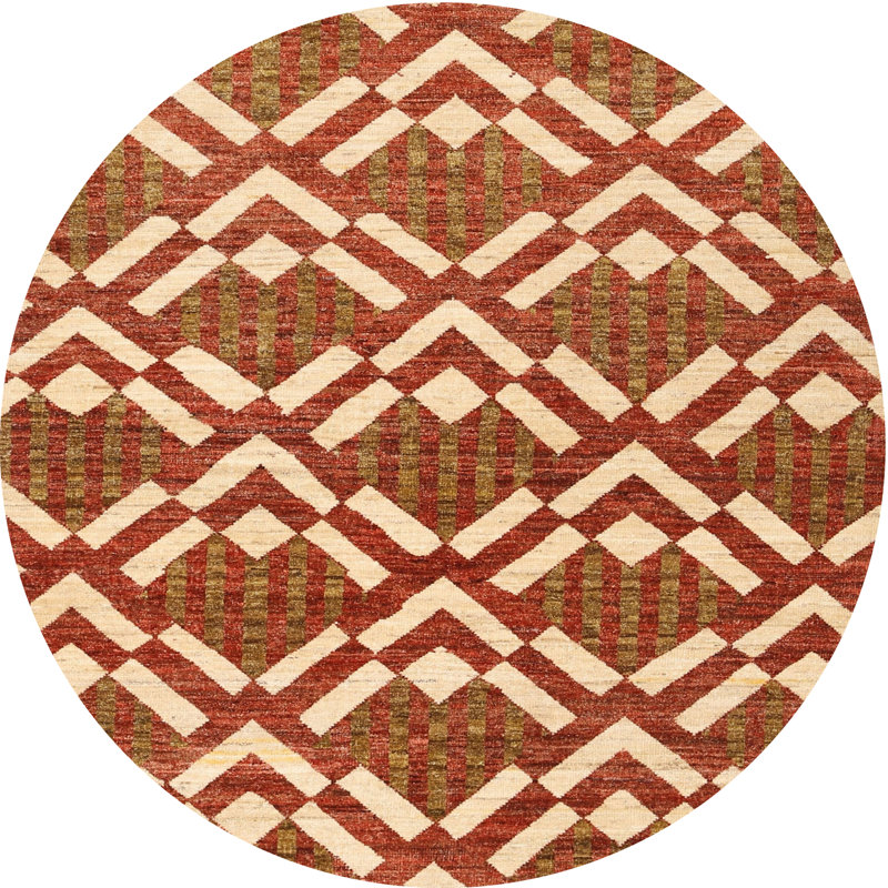 Tapis abstrait brun / orange, Rond 8 pi