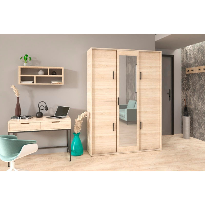 Daneil 3 Door Sliding Wardrobe, Natural