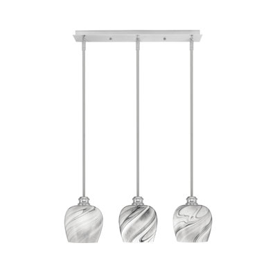 Edge 3 Light Linear Pendalier With 6" Glass