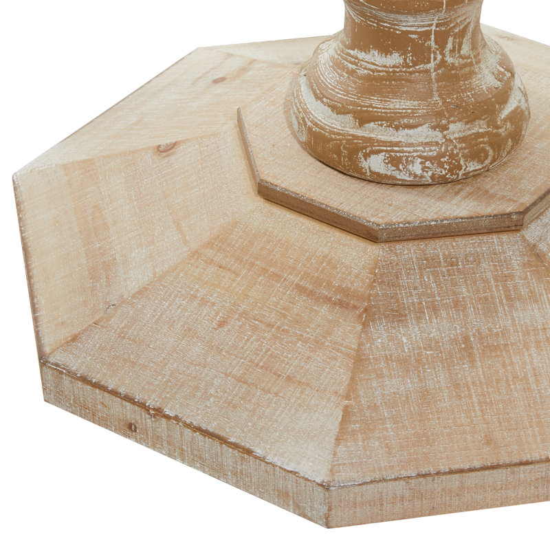 Brown Wood Handmade Intricately Carved Floral Accent Table