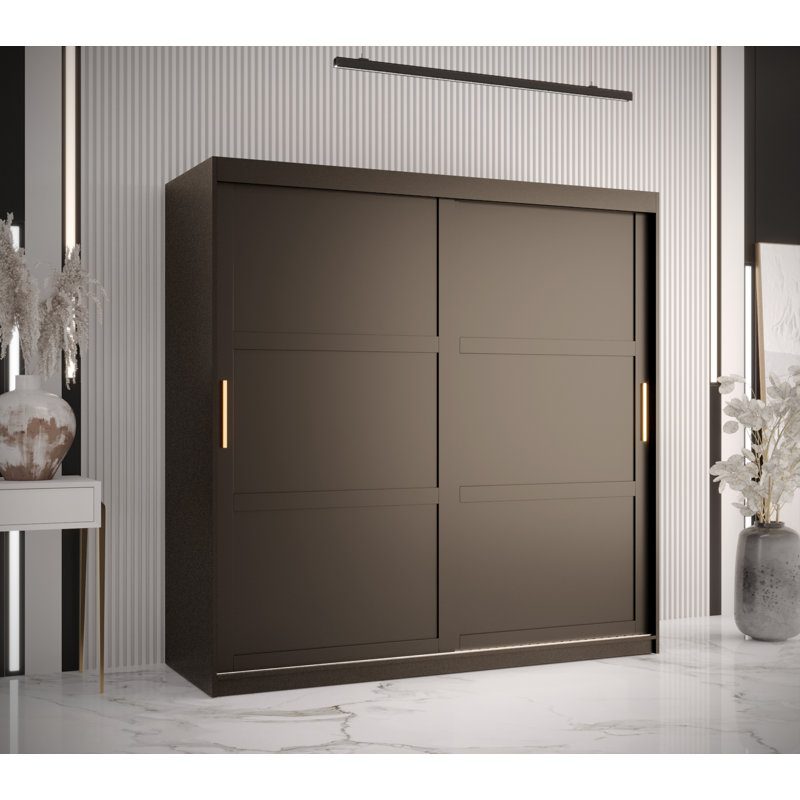 Jericho 2 Door Manufactured Wood Wardrobe, 200cm H x 180cm W x 62cm D, Black