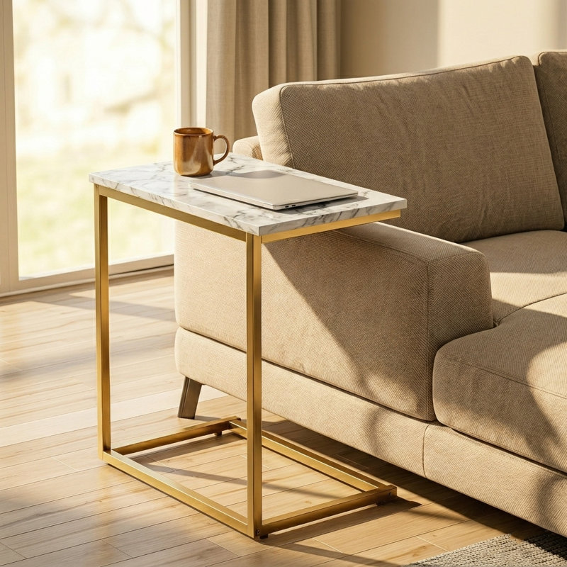  20.5'' End Table Set of 2, C-Shaped Side Table, Snack Tray & Nightstand for Small Space, Space-Saving Accent Table for Couch Sofa, Living Room, Bedroom, Bedside, Recliner, Balcony