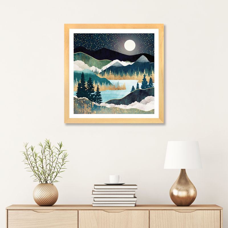 « star lake » par spacefrog designs-print, H 16 po x l 16 po x P 1 po, Papier avec cadre beige