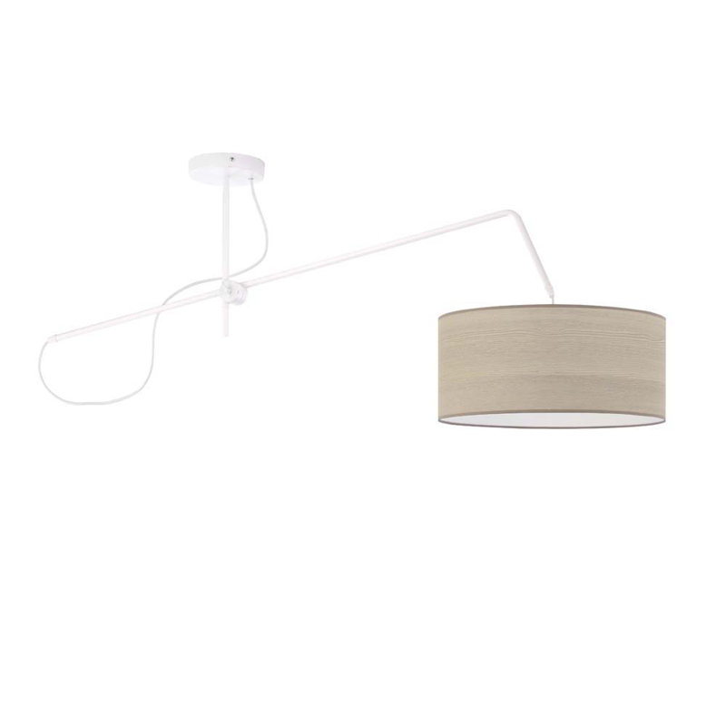 Brashaun 1 - Light Drum Pendant, White, Beige