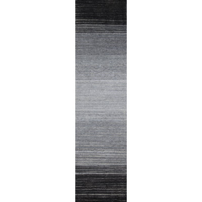 Lagos Wool Ombre Area Rug in Black/Gray/Silver/Platinum