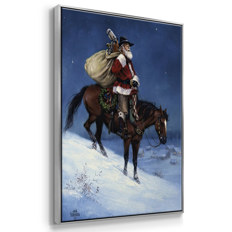 A Cowboy Christmas, reproduction d'art sur toile, H 41 po x l 27 po x P 1,5 po, Argent