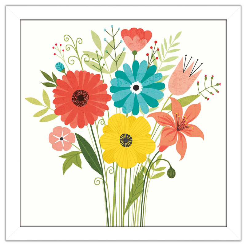 « seaside bouquet iii », reproduction d’impression sur toile, H 21,5 po x l 21,5 po x P 0,75 po, Cadre blanc