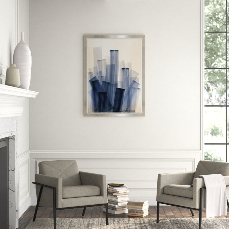 Blue Pallet II Painting by Janice Sadler, Glass Coat, 48" H x 36" W