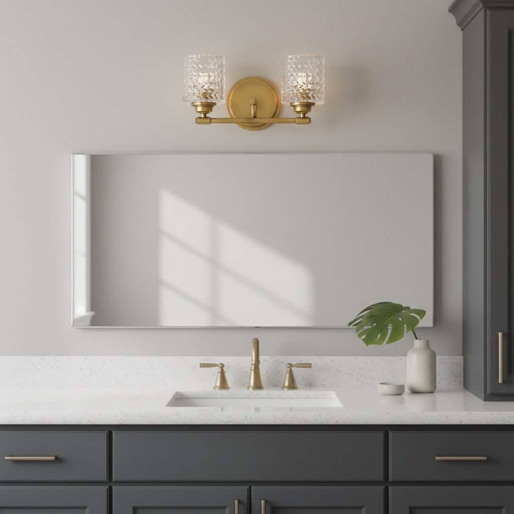 Shannon 2 Light Dimmable Vanity Light, Heritage Brass
