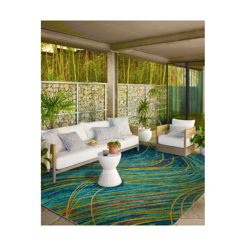 Green Striped Patterned Woven Base Washable Rug, Runner 2'6" x 9'10" Rug Pad Included