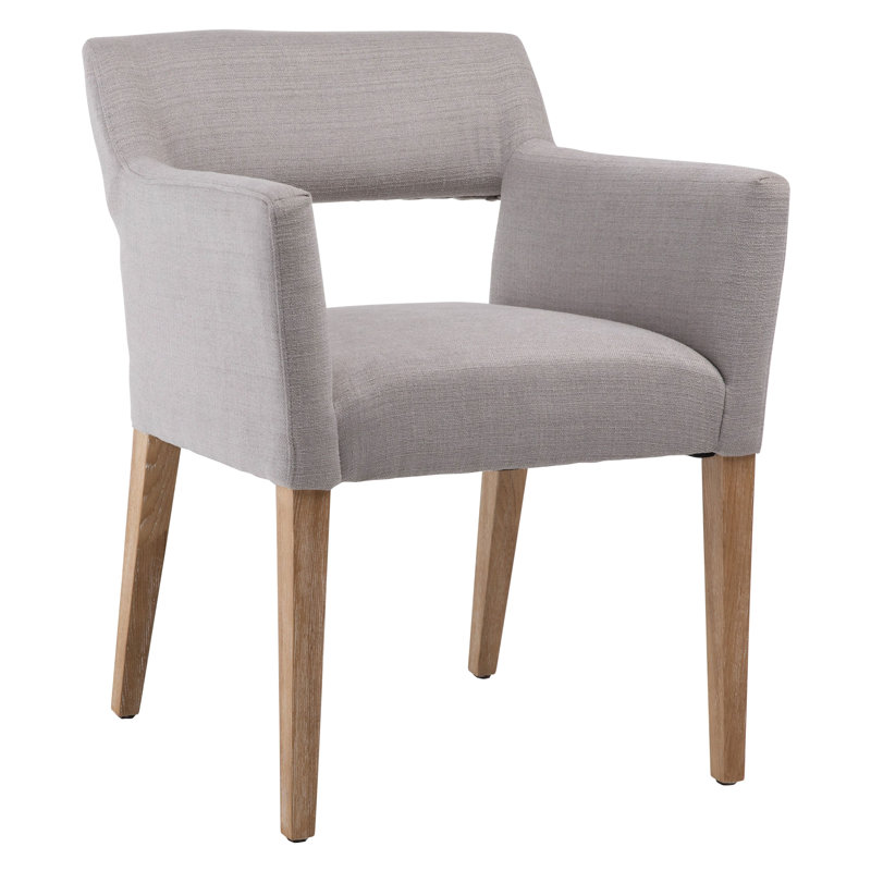 Joseph Grey Linen Narrow Track Arm Dining Chair With Cut Out