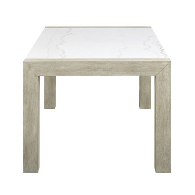 Superbe table de salle à manger rectangulaire en marbre blanc et finition de bureau moderne en mélange de brun
