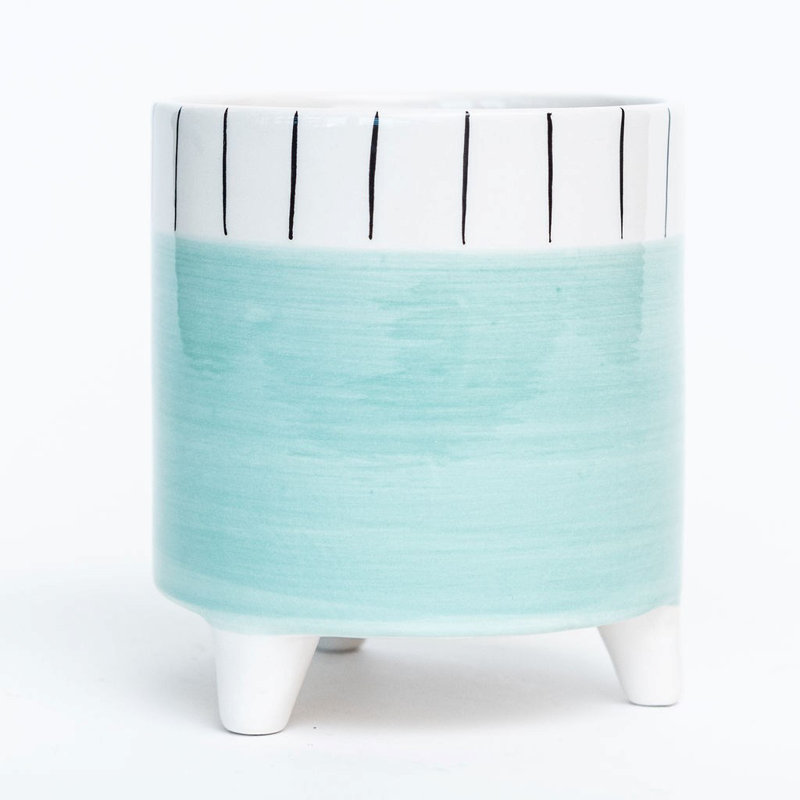Lucette Ceramic Planter, Blue, 5.1" H x 4.7" W x 4.7" D