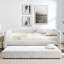 Lit de jour simple, canapé-lit rembourré, le bas se retire pour former un lit, tissu en velours côtelé beige (86 po x 43,5 po x 34 po)-424321449