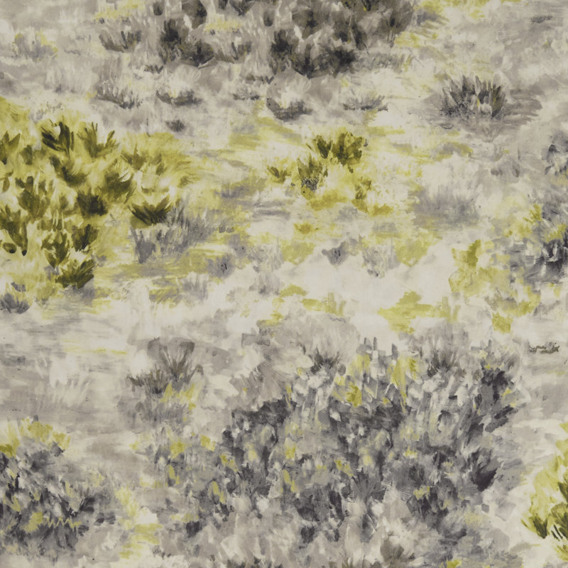 Exotica Fiore Fabric, Charcoal/Chartreuse