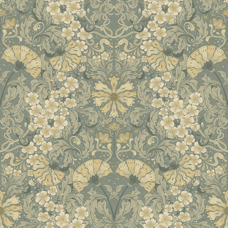 Ojvind Floral Wallpaper Roll, Sea Green
