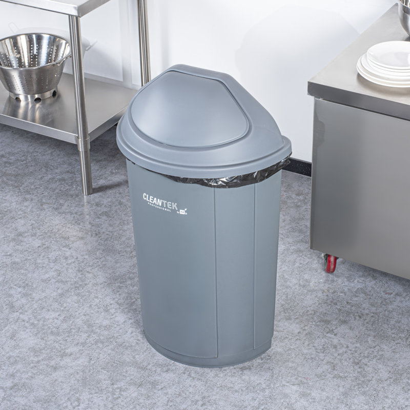 Couvercle de restaurant SEULEMENT: couvercle de poubelle professionnel Clean Tek, 1 couvercle supérieur pivotant - poubelle vendu séparément, forme semi-ronde, plastique gris, pour poubelle, robuste, pour la maison, le bureau