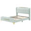 Structure de lit tapissier moderne, lit plateforme grand avec tête de lit à oreilles, revêtement en cuir de polyuréthane, aucun sommier tapissier, silencieux, assemblage facile, structure de lit robuste pour la chambre à coucher, gris-1995801401-1995801407