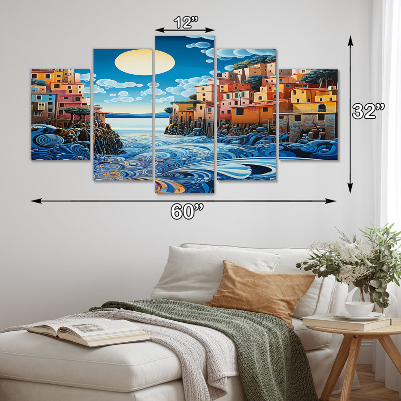 Roundtree - River, art mural pour le salon, 5 pièces