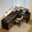 Bureau en L noir en bois massif-1760260078