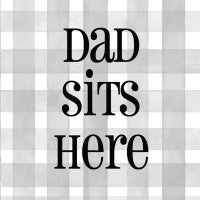 Dad Sits Here Grey Check - Wrapped Canvas Square Print