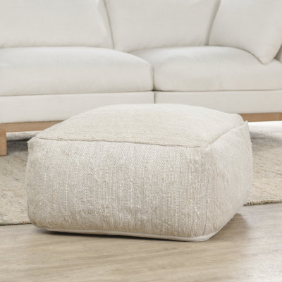 Pouf en jute tissé Halter, ivoire