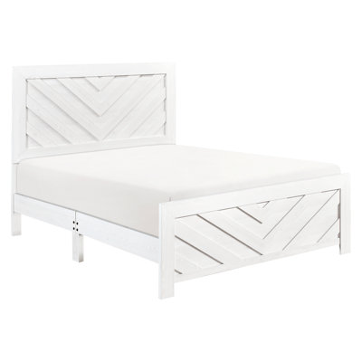 Full Size Wooden Bed In White For Stylish Bedroom Interior Finish Panel Peaceful Atmosphere