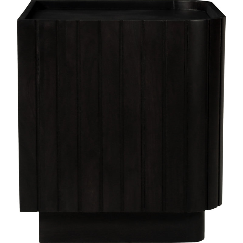 Povera 2 - Drawer Solid Wood Nightstand, Black