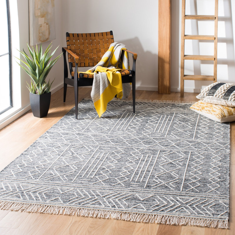 Rempe Kilim Hand Loomed Wool Southwestern Rug, Rectangle 4' x 6'