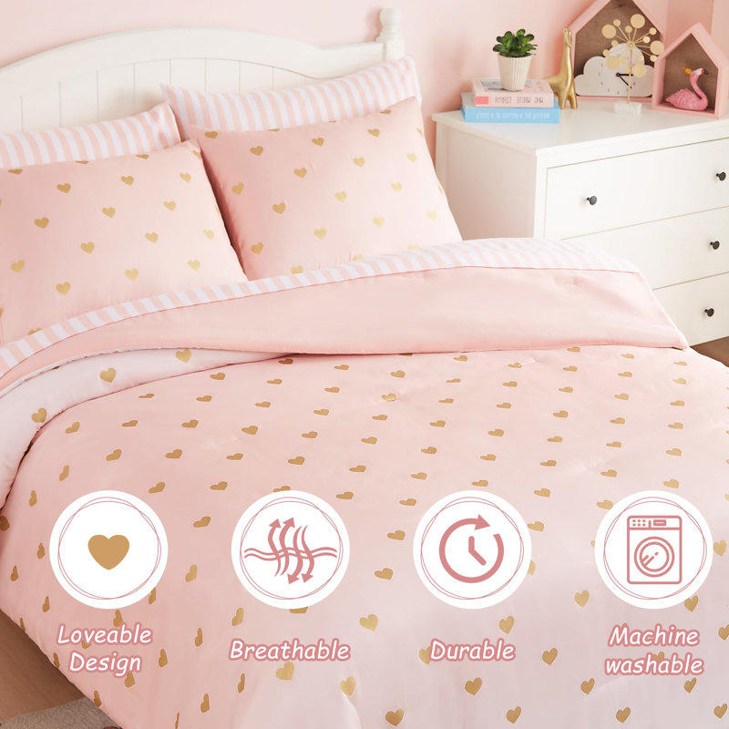 Twin Comforter Set with Sheets for Girls-5 Pieces Twin Bedding Sets