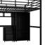 Lit mezzanine en métal avec table et garde-robe, double, design moderne noir, structure stable, capacité de rangement, assemblage de construction contemporaine complète, choix, processus