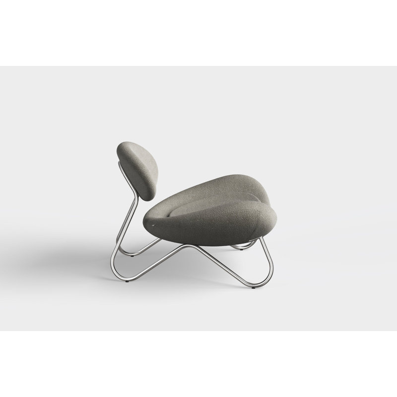 Meadow Lounge Chair, Black Painted Steel Frame, Brushed Stainless Steel, Natural Polyester Blend