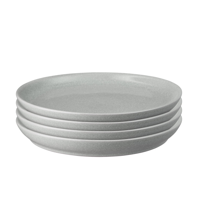 Denby Elements Coupe Dinner Plates, Light Grey