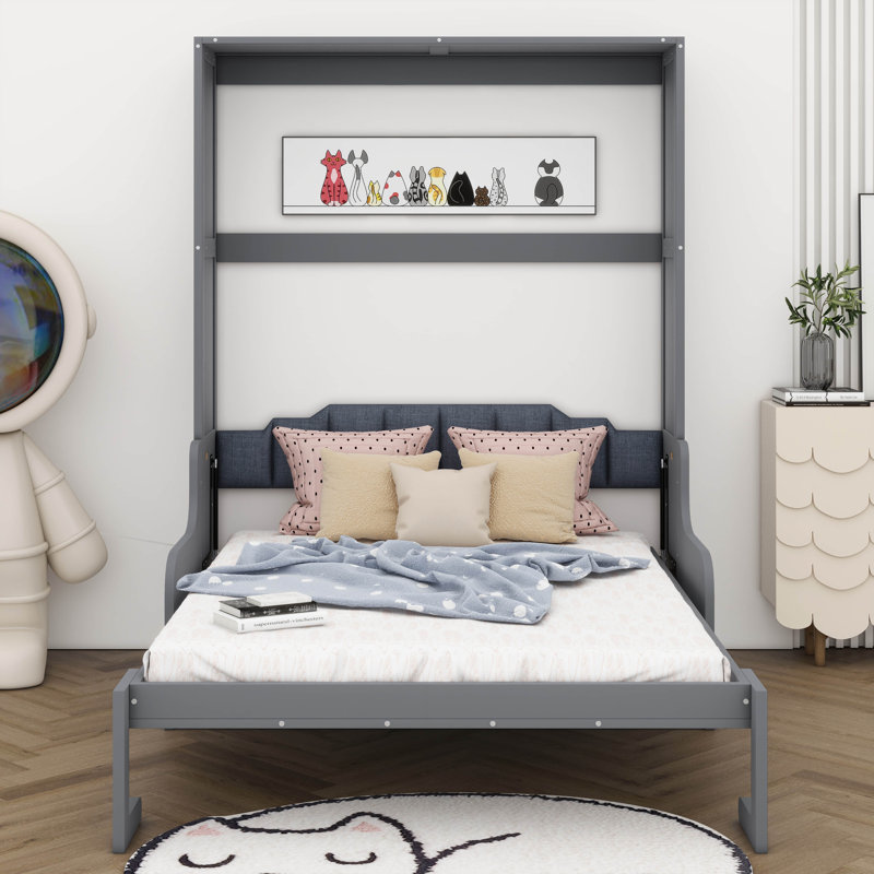 Grand lit escamotable / escamotable avec coussin confortable, Gris