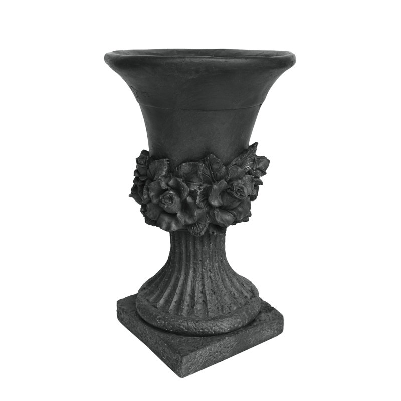 Urne de jardin 19,37 "de haut gris antique - 11,72" de profondeur et d'eau, pour l'intérieur et l'extérieur, convient à divers choix de plantes Fleurs, herbes, plantes grasses, finition végétale, 11,72 "x 11,72" x 19,37 ", météo