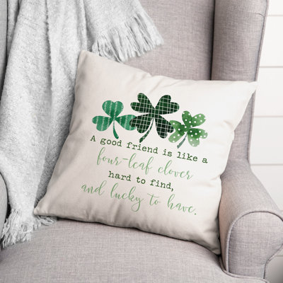 Pattern Clovers Good Friends  Throw Pillow