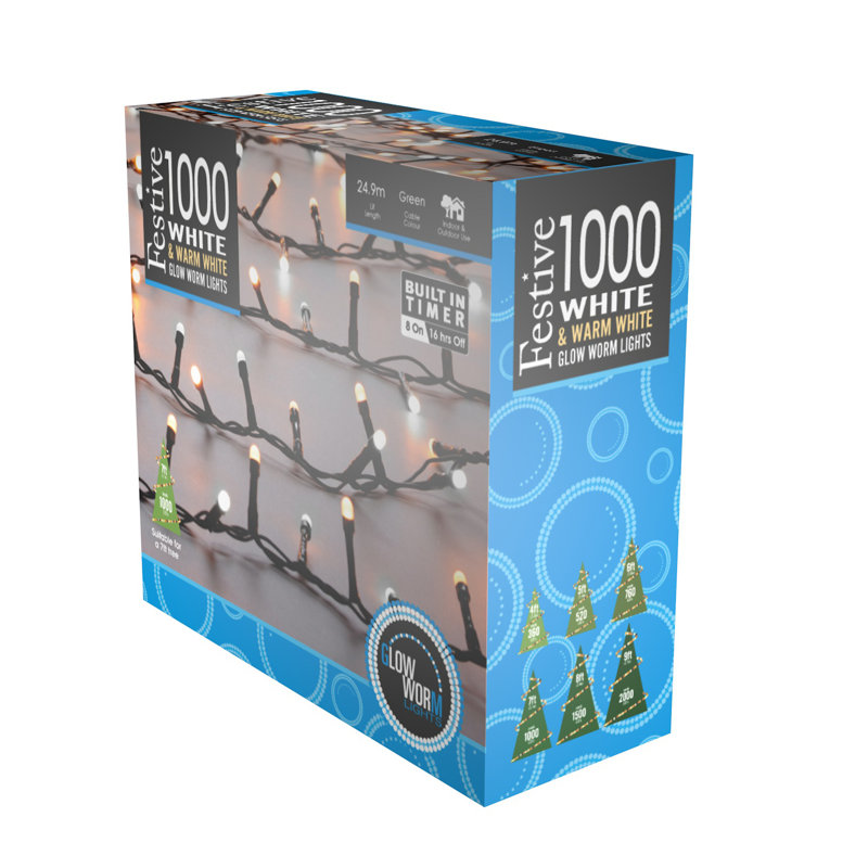 0.5cm LED Twinkle Indoor / Outdoor String Lights, 1000, White/Warm White