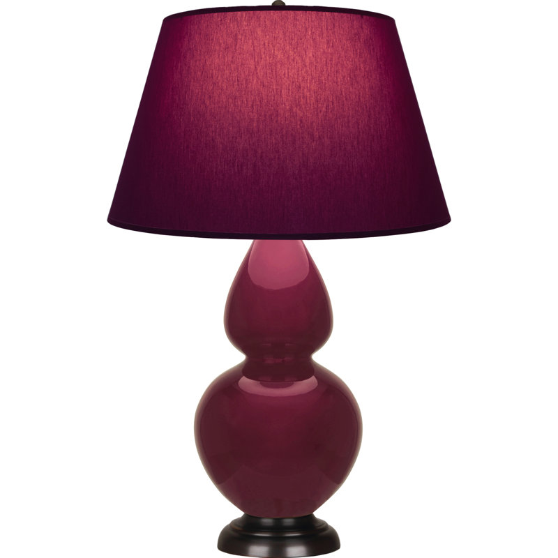 Double Gourd Ceramic Table Lamp, Plum/Lavender, Sugar Plum Glazed, Bronze