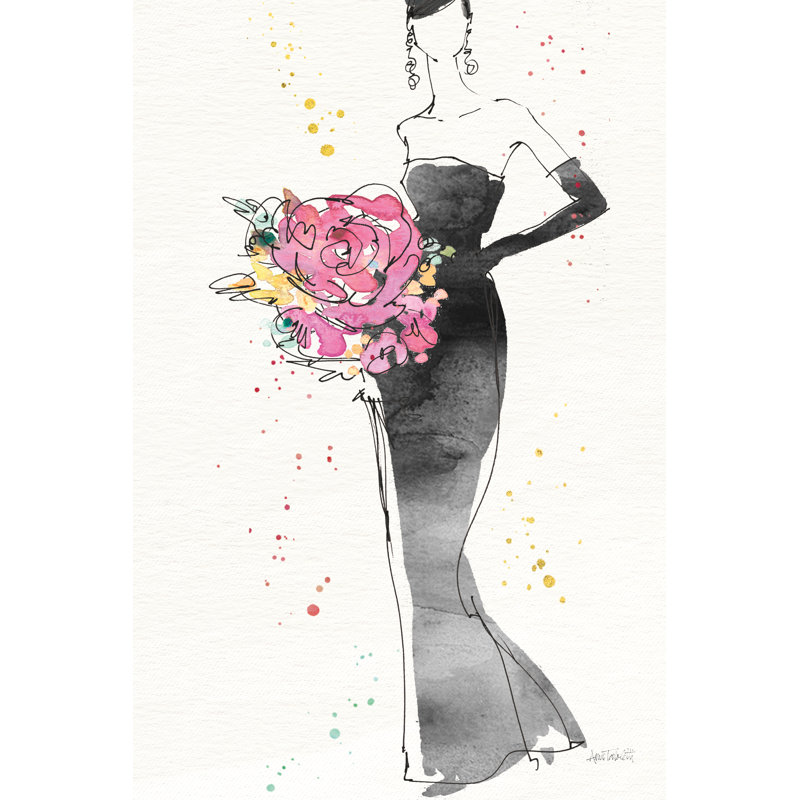 Floral Fashion III V2 by Anne Tavoletti - Wrapped Canvas Painting, 30cm H x 20cm W x 3.8cm D